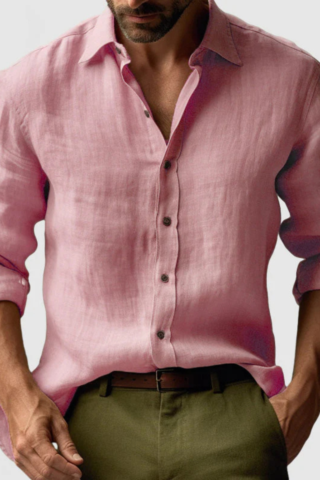 Men's Linen Button-Up Shirt | Smart Casual Style for Everyday Wear | Lightweight and Breathable Fabric