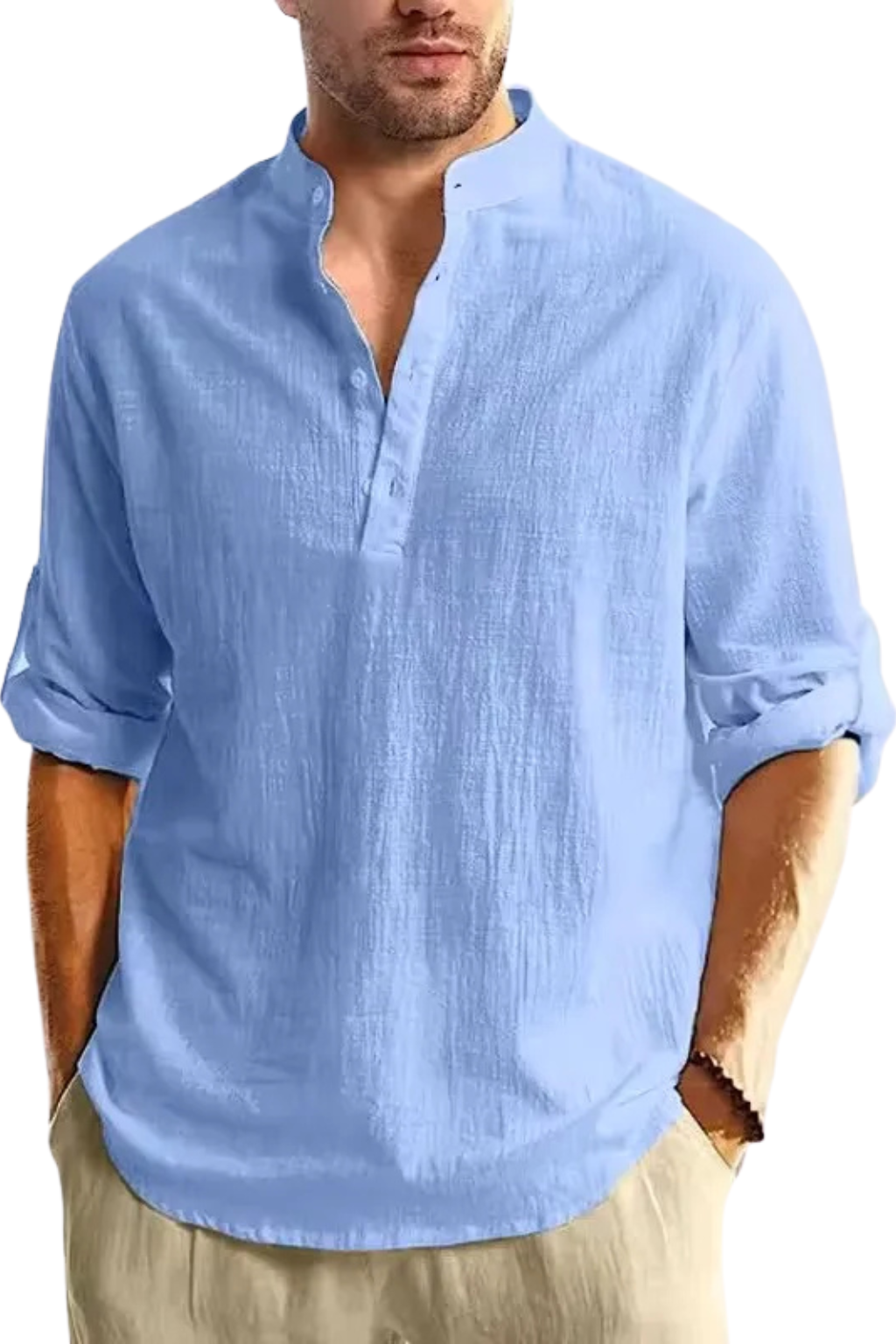 Men's Linen Collar Shirt | Summer Casual Style | Lightweight Breathable Fabric | Perfect for Warm Weather Wear