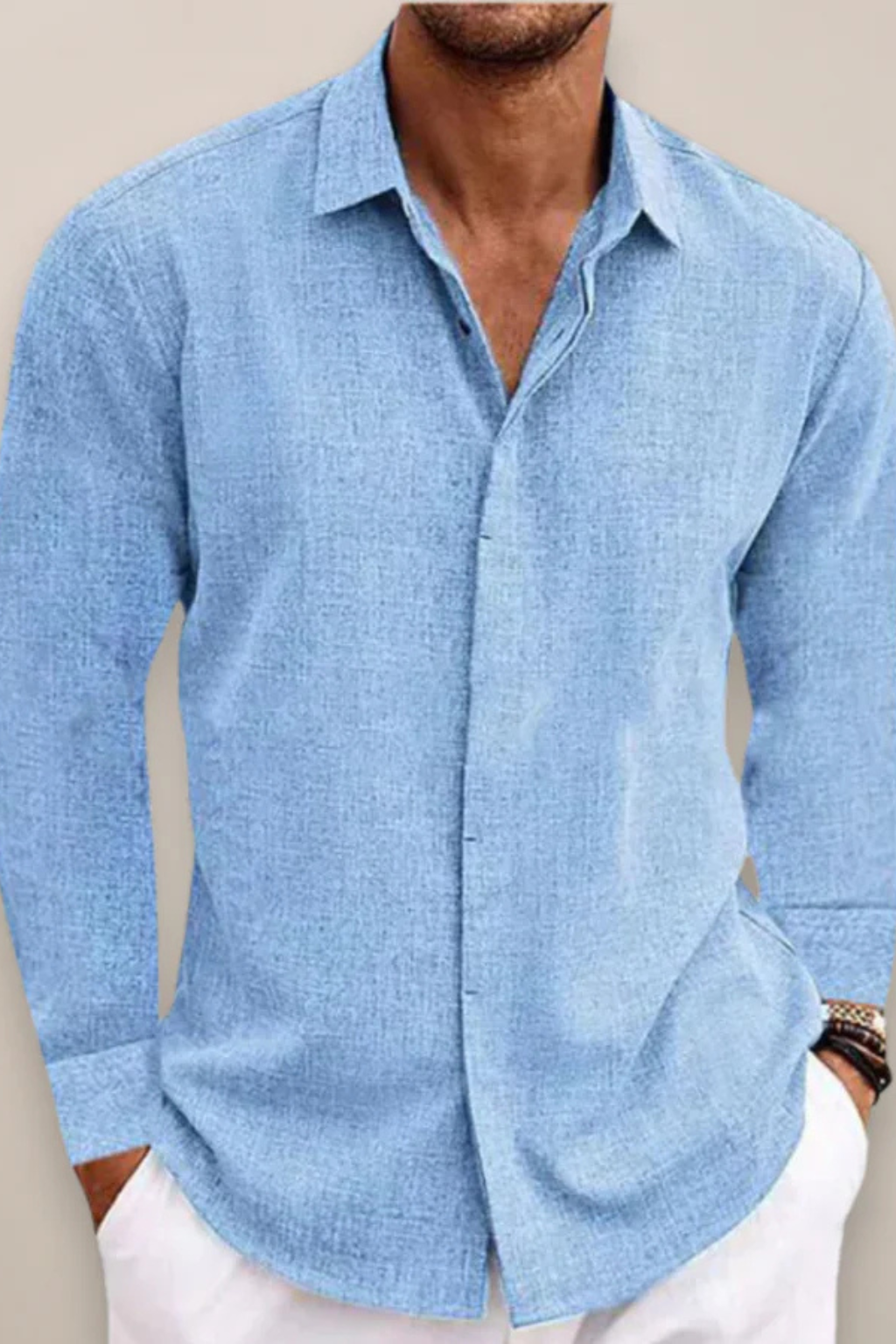 Men's Linen Long Sleeve Button-Up Shirt | Lightweight, Breathable Fabric | Casual or Dressy Wear