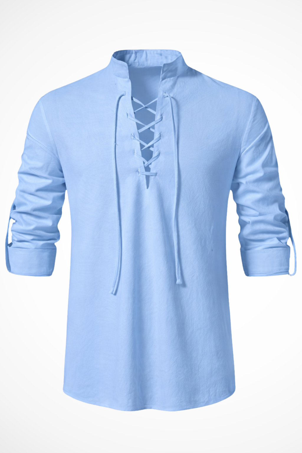 Men's Linen Long Sleeve Casual Shirt | Lace-Up Design for Everyday Wear
