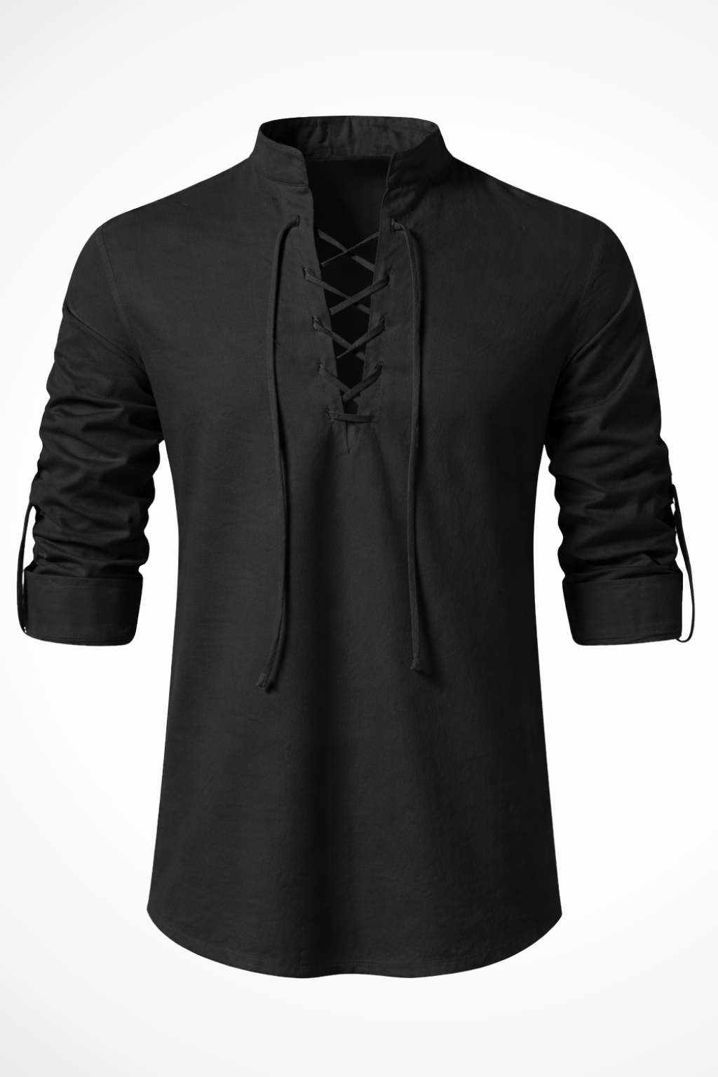 Men's Linen Long Sleeve Casual Shirt | Lace-Up Design for Everyday Wear