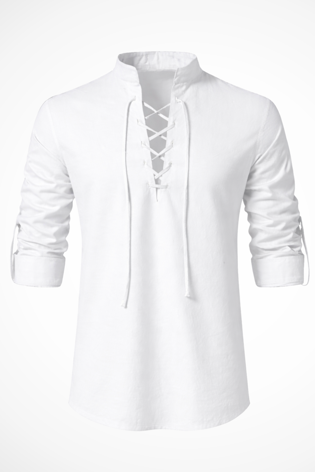 Men's Linen Long Sleeve Casual Shirt | Lace-Up Design for Everyday Wear