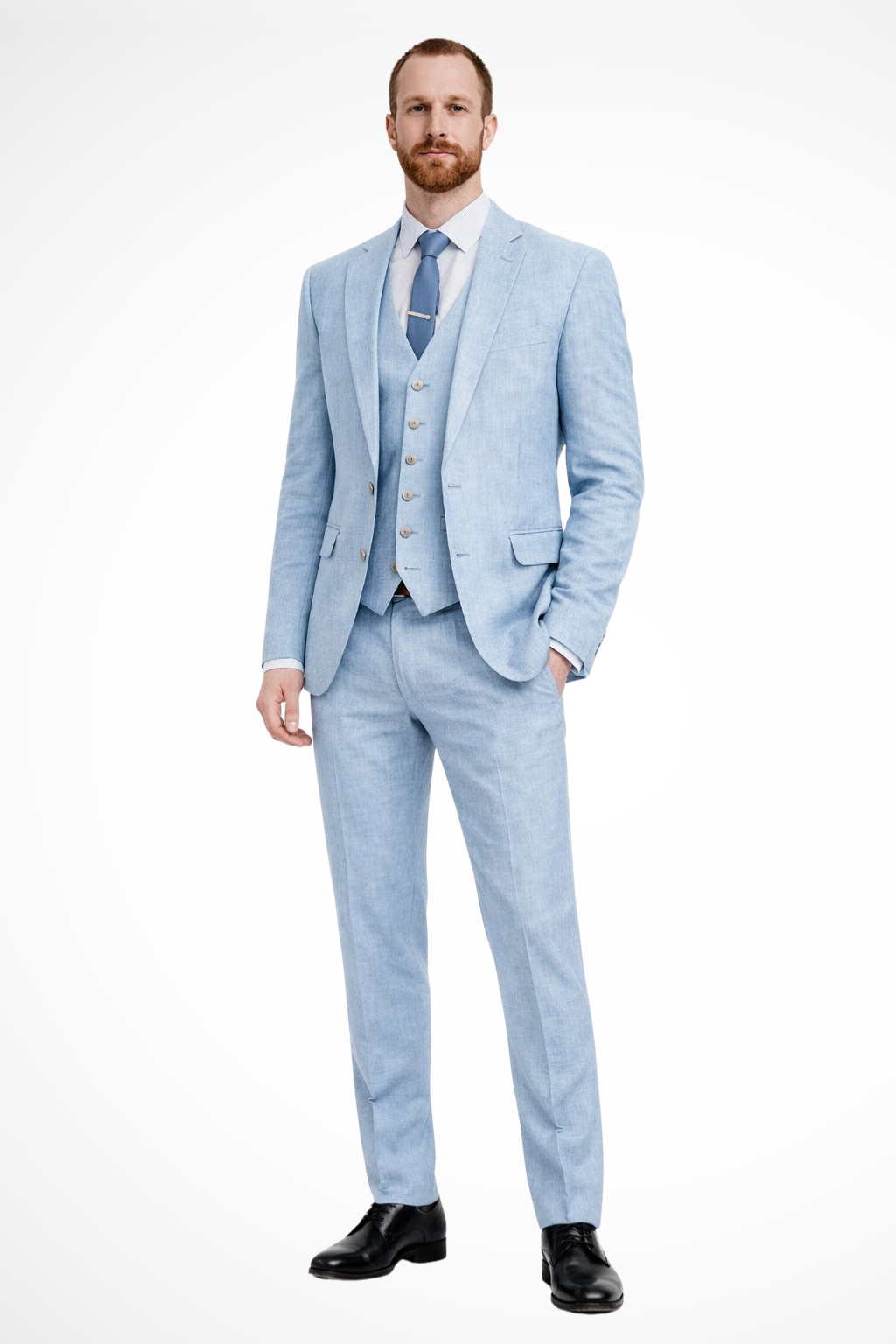 Men's Linen Three-Piece Wedding Guest Suit Set - Blazer, Trousers, and Waistcoat for Formal Events