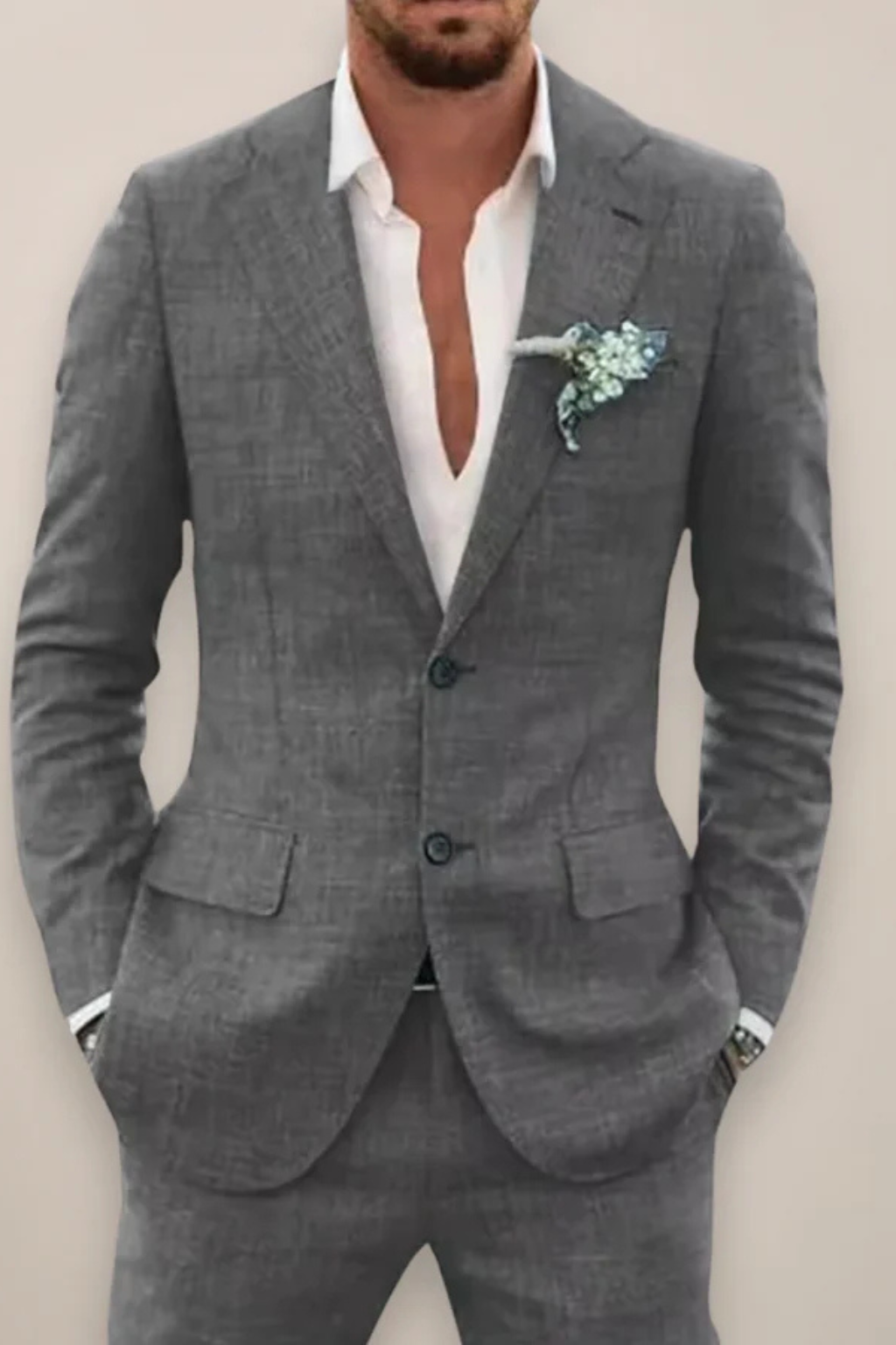 Men's Linen Two-Piece Suit | Lightweight Spring Summer Outfit | Casual or Formal Wear