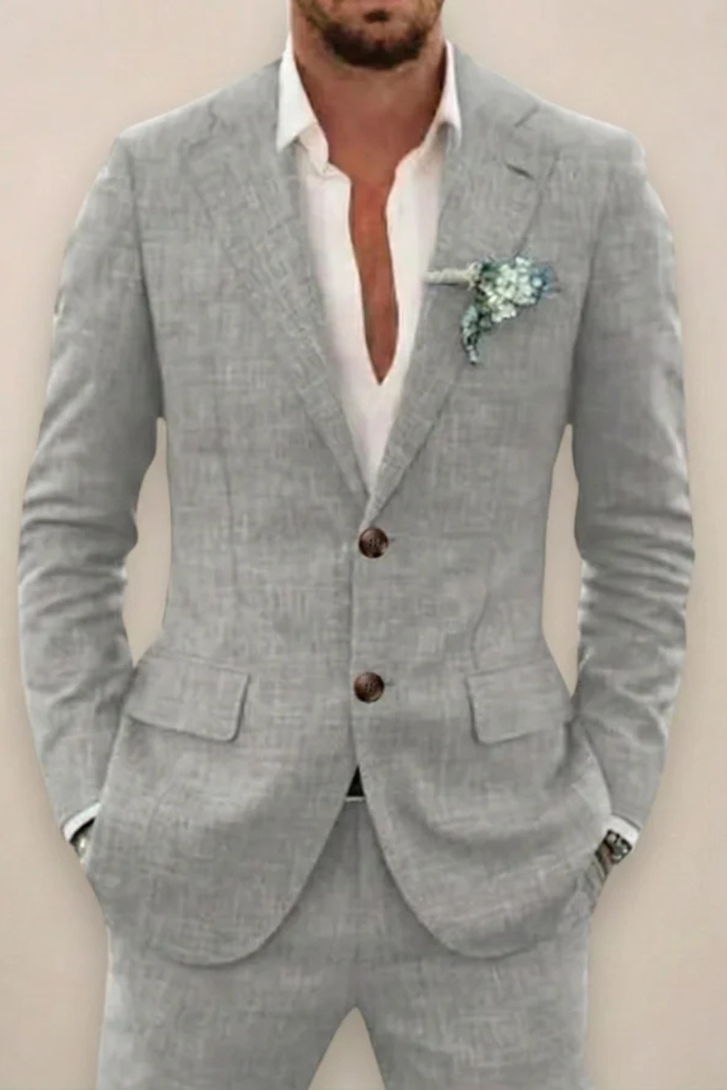 Men's Linen Two-Piece Suit | Lightweight Spring Summer Outfit | Casual or Formal Wear