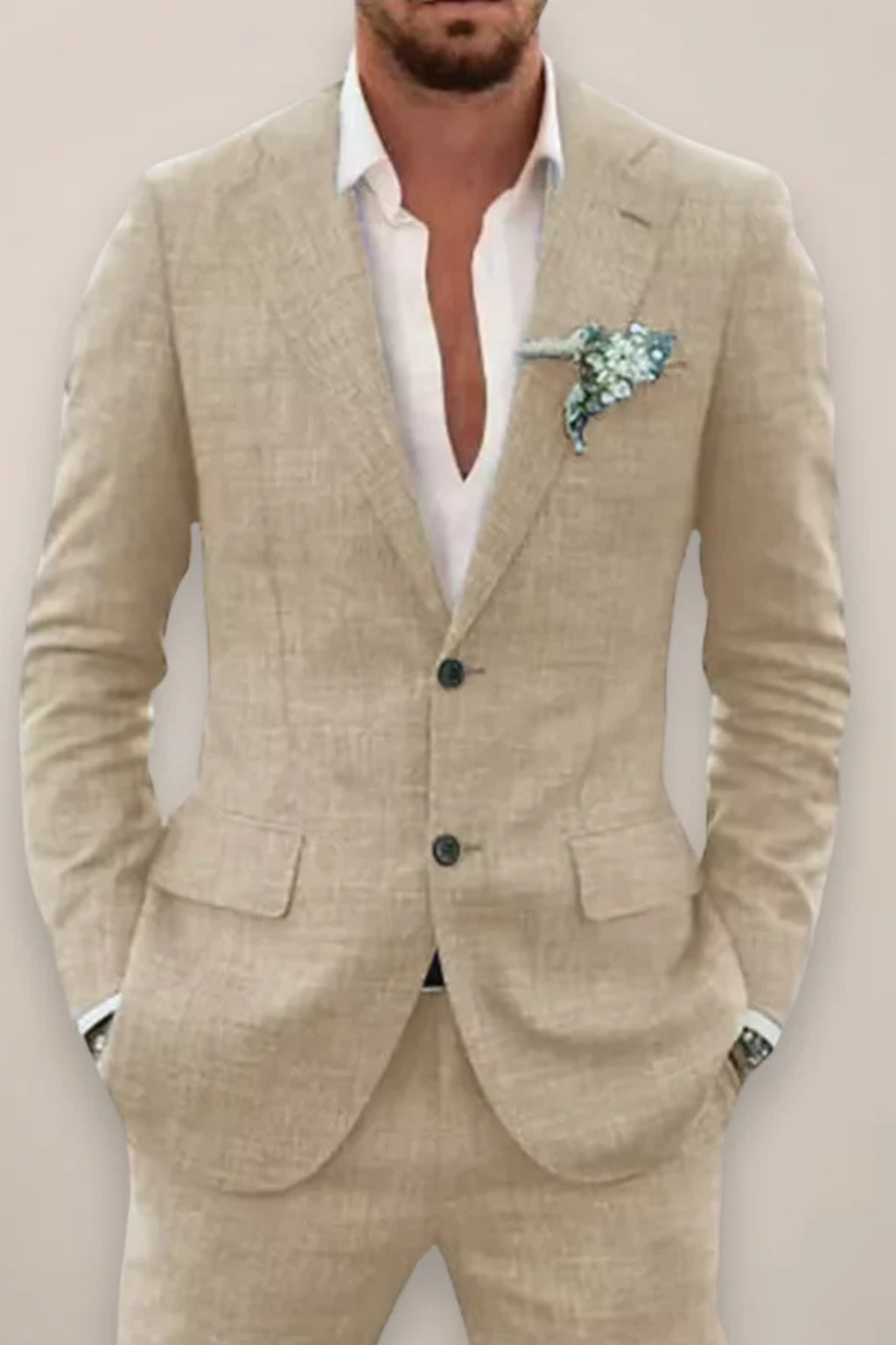 Men's Linen Two-Piece Suit | Lightweight Spring Summer Outfit | Casual or Formal Wear
