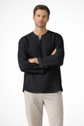 Men's Linen V Neck Long Sleeve Casual Shirt - Lightweight, Breathable Fabric for Everyday Wear