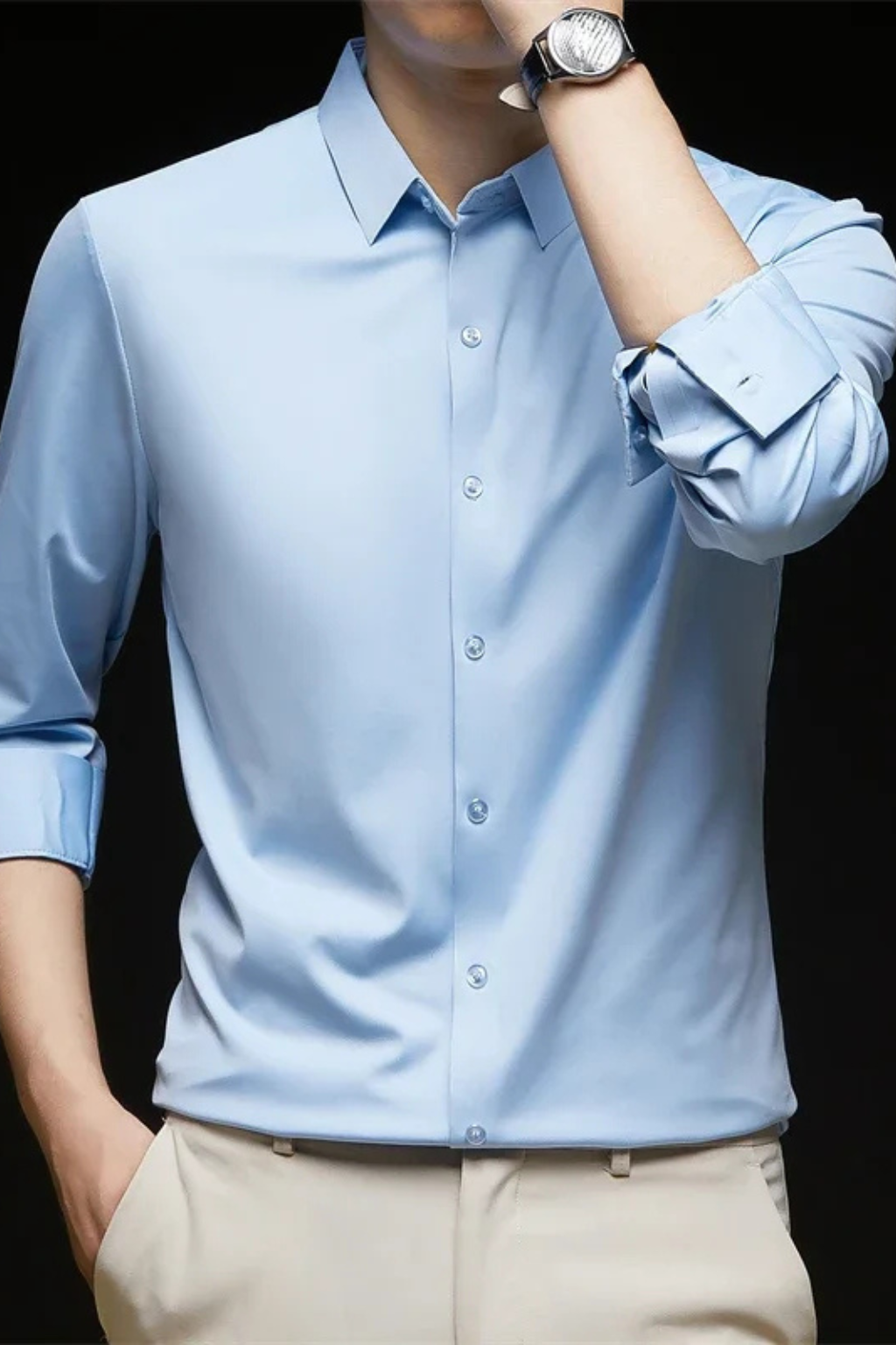 Men's Long Sleeve Button Down Shirt | Business Casual | Comfortable Cotton Blend | Versatile Office Wear