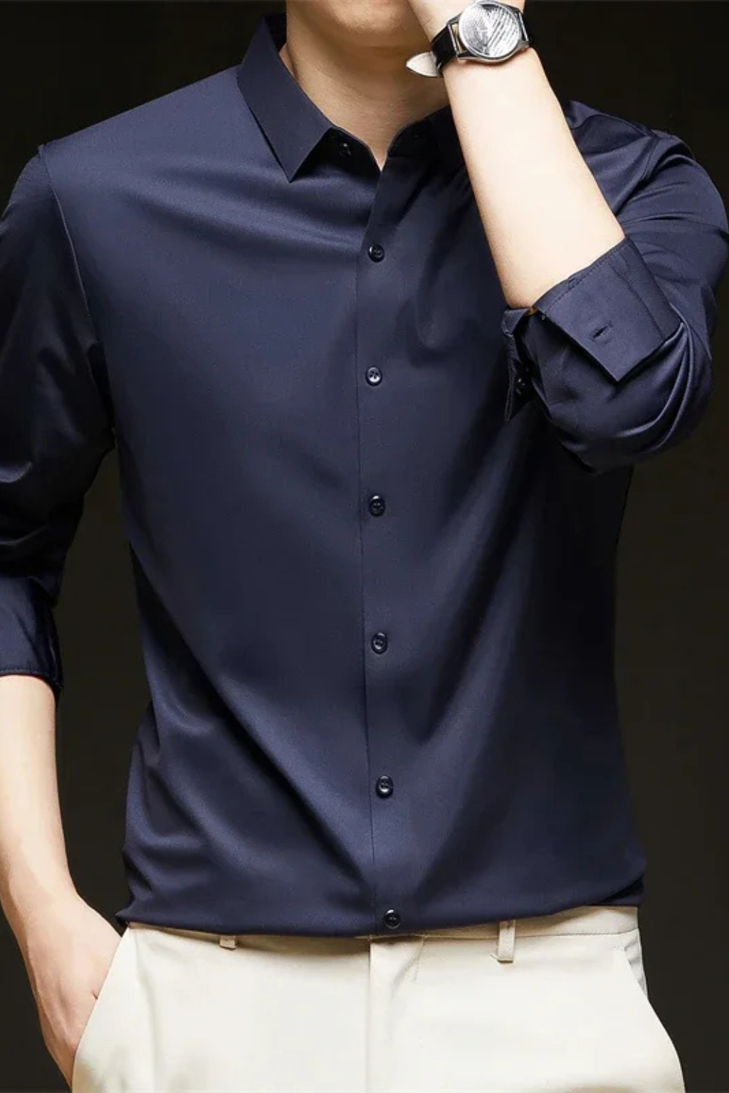 Men's Long Sleeve Button Down Shirt | Business Casual | Comfortable Cotton Blend | Versatile Office Wear