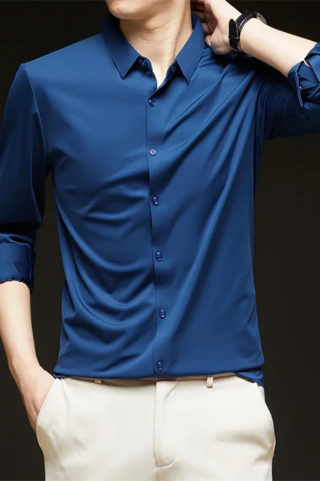 Men's Long Sleeve Button Down Shirt | Business Casual | Comfortable Cotton Blend | Versatile Office Wear
