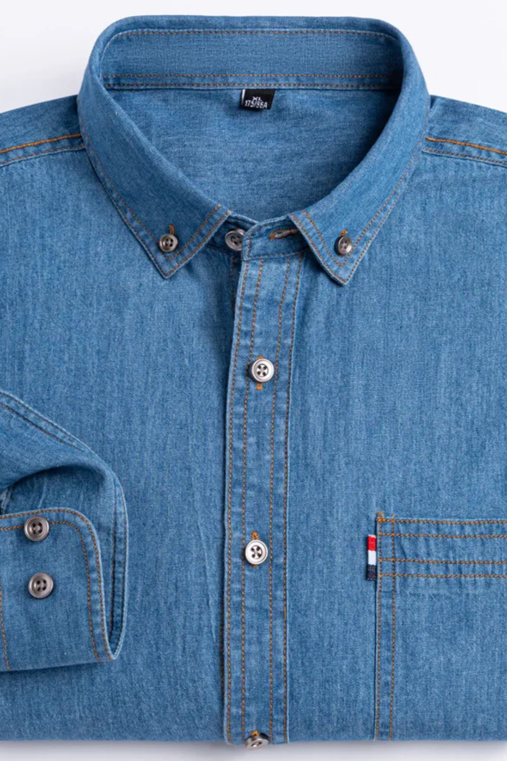 Men's Long Sleeve Denim Button Down Shirt | Regular Fit | Casual Wear | Comfortable Cotton Fabric