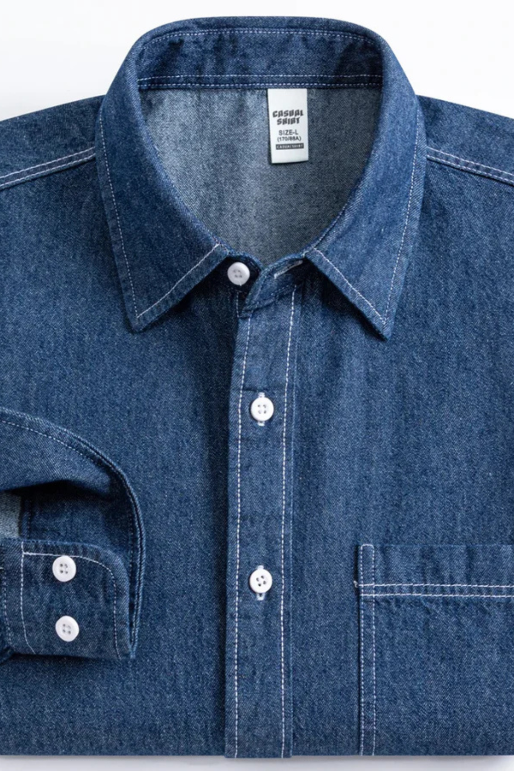 Men's Long Sleeve Denim Button Down Shirt | Regular Fit | Casual Wear | Comfortable Cotton Fabric