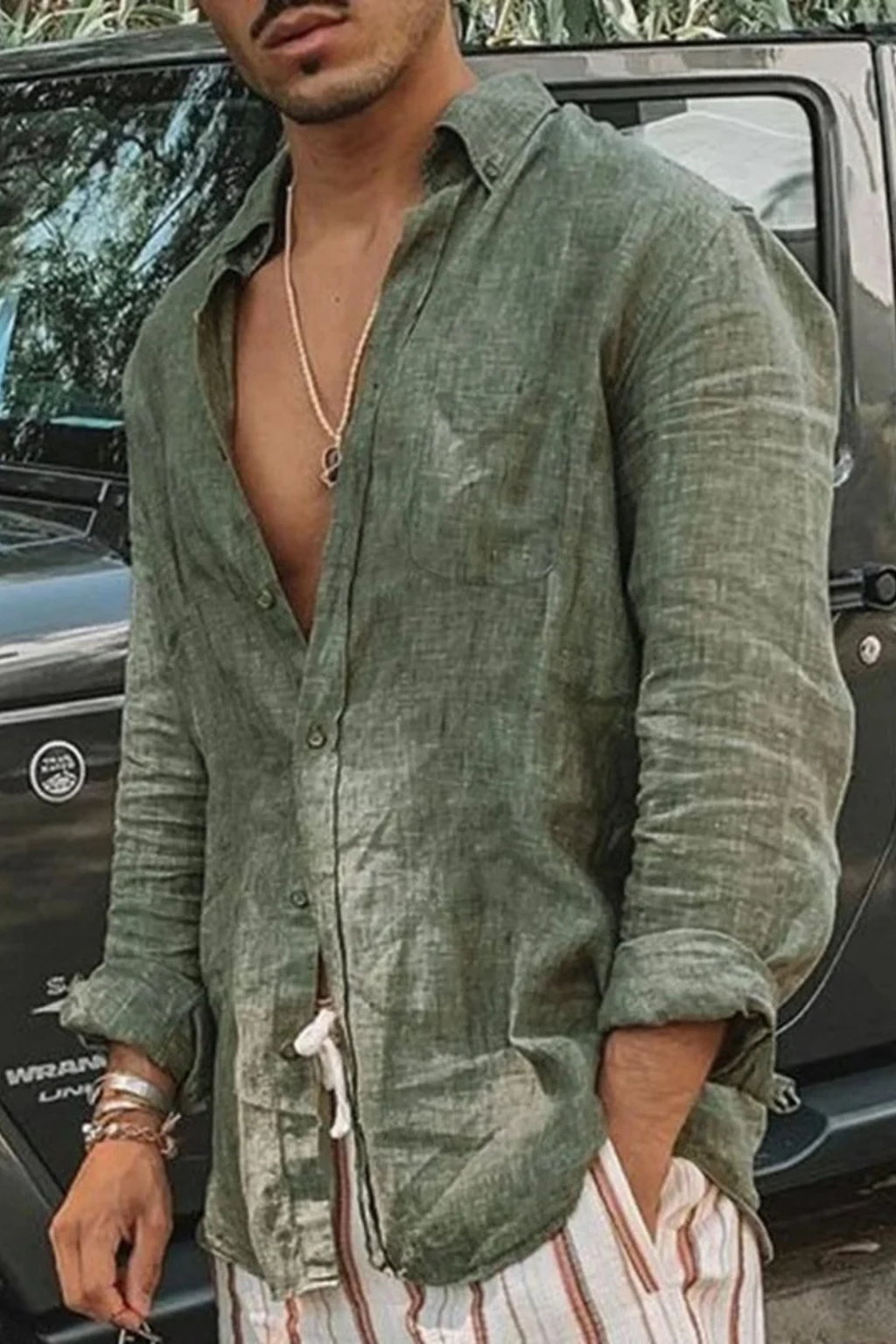 Men's Long Sleeve Linen Button Down Shirt | Relaxed Fit | Casual Wear for Everyday Comfort