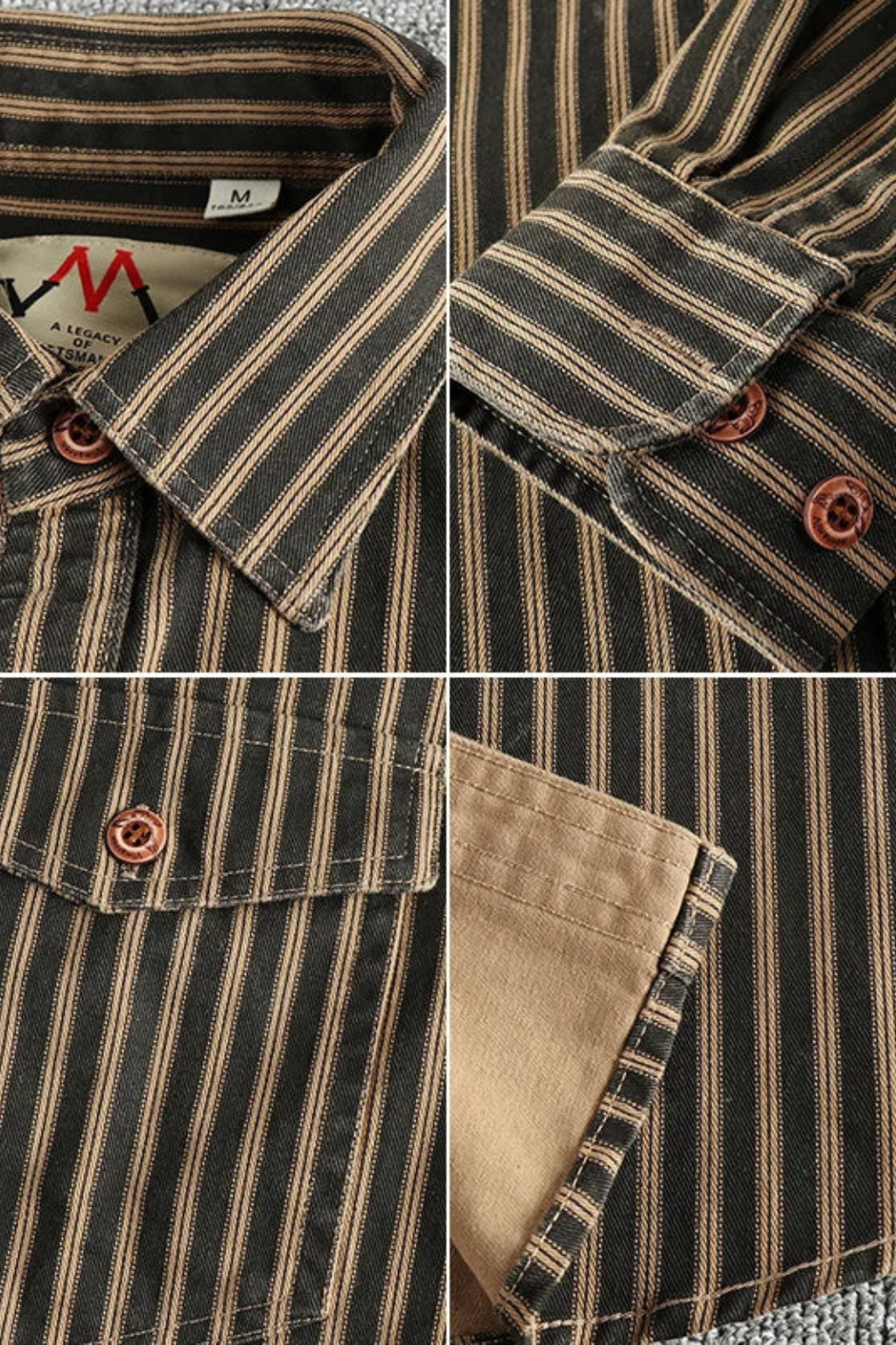 Men's Loose Fit Long Sleeve Striped Shirt | Washed Cotton Blouse for Casual Wear