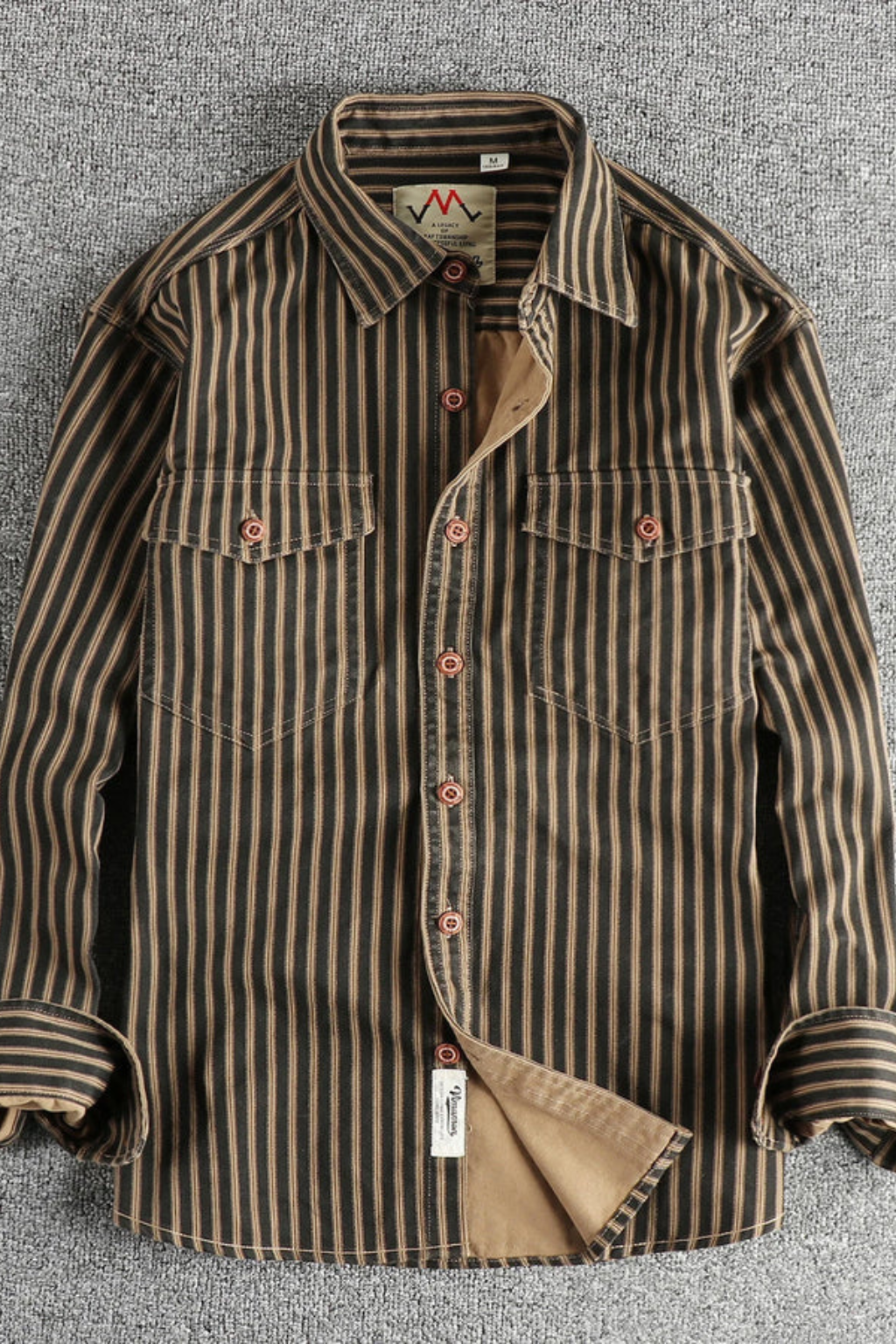 Men's Loose Fit Long Sleeve Striped Shirt | Washed Cotton Blouse for Casual Wear