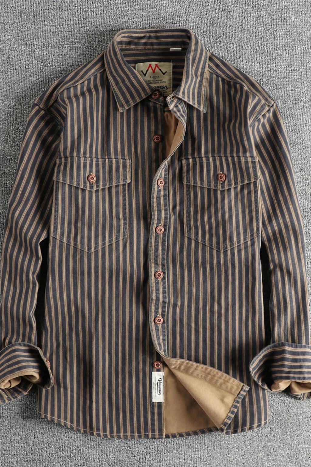 Men's Loose Fit Long Sleeve Striped Shirt | Washed Cotton Blouse for Casual Wear
