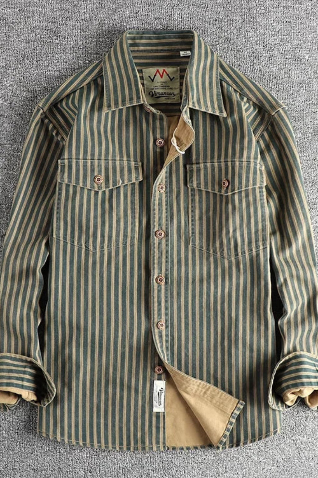 Men's Loose Fit Long Sleeve Striped Shirt | Washed Cotton Blouse for Casual Wear