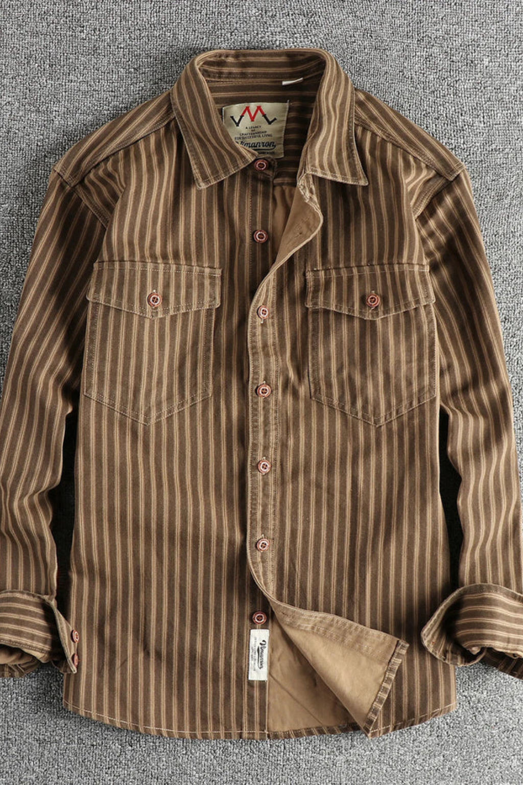 Men's Loose Fit Long Sleeve Striped Shirt | Washed Cotton Blouse for Casual Wear