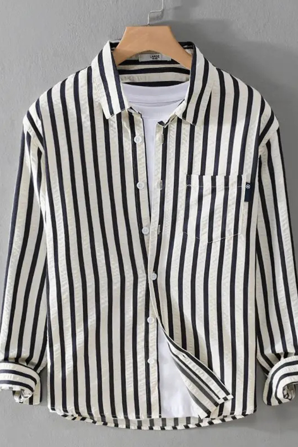 Men's Loose Fit Striped Long Sleeve Shirt | Casual Cotton Blouse for Everyday Wear