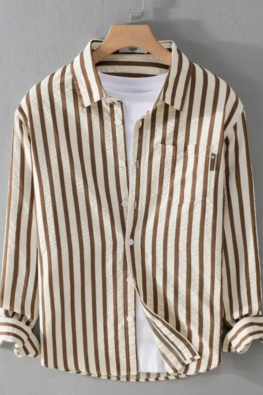 Men's Loose Fit Striped Long Sleeve Shirt | Casual Cotton Blouse for Everyday Wear