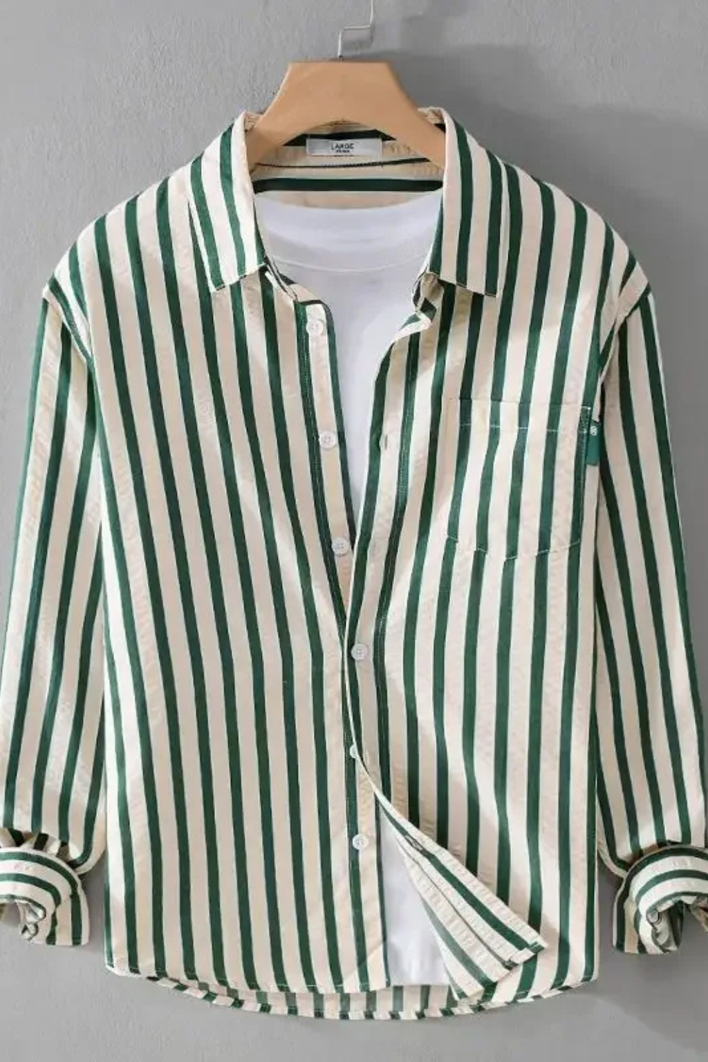 Men's Loose Fit Striped Long Sleeve Shirt | Casual Cotton Blouse for Everyday Wear