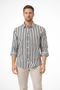 Men's Loose Fit Striped Long Sleeve Shirt | Casual Cotton Blouse for Everyday Wear