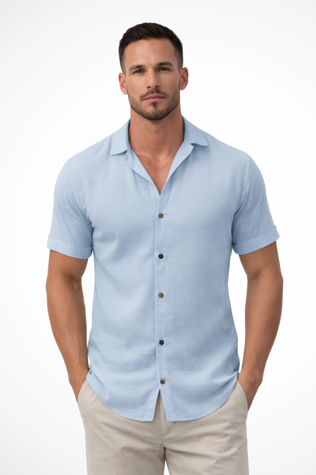 Men's Short Sleeve Button-Up Summer Shirt | Lightweight Cotton | Casual Wear | Perfect for Warm Weather