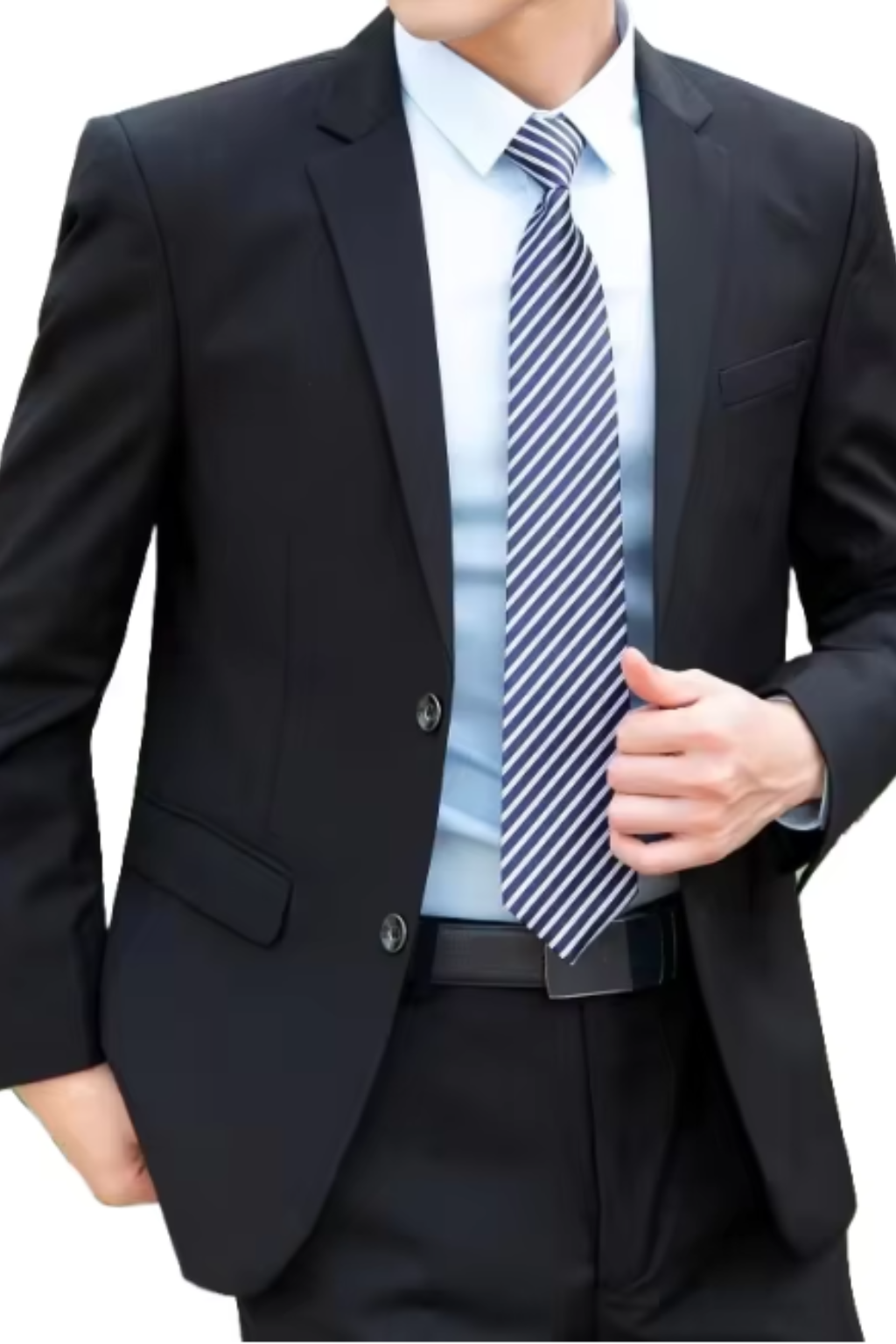 Men's Slim Fit Classic Formal Business Suit - Lightweight Fabric, Tailored Design for Office and Professional Events