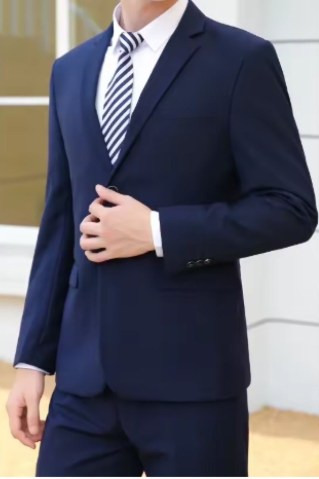 Men's Slim Fit Classic Formal Business Suit - Lightweight Fabric, Tailored Design for Office and Professional Events