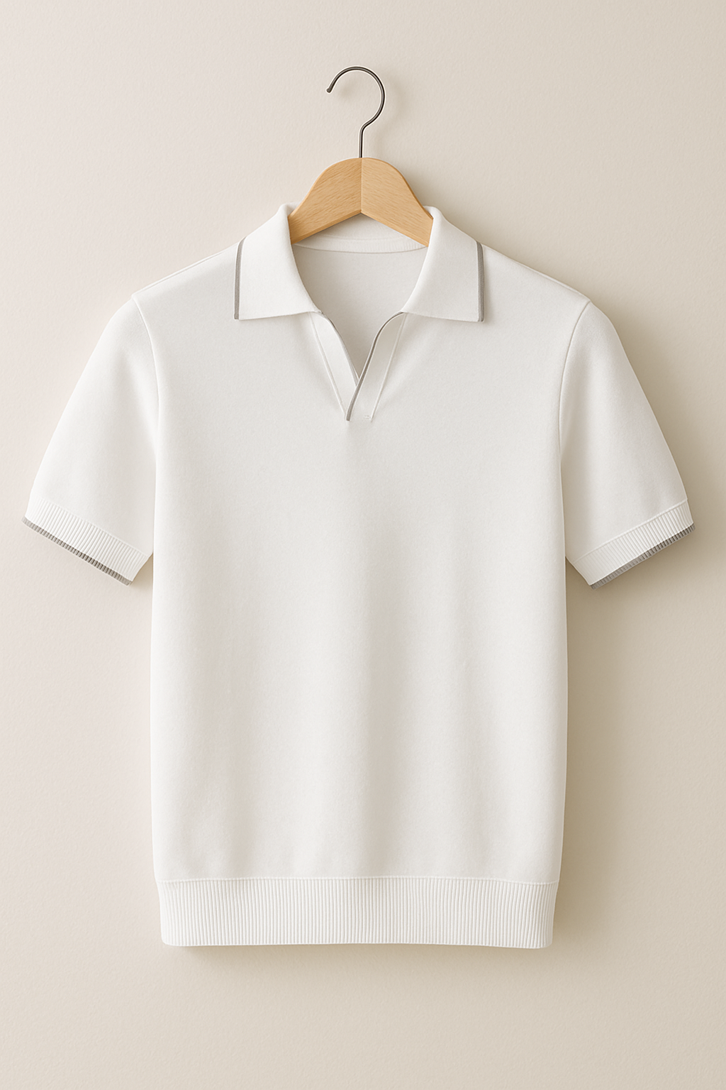 Men's Slim Fit Knit Polo Shirt with Contrast Trim - Casual Wear, Comfortable Fabric, Stylish Design