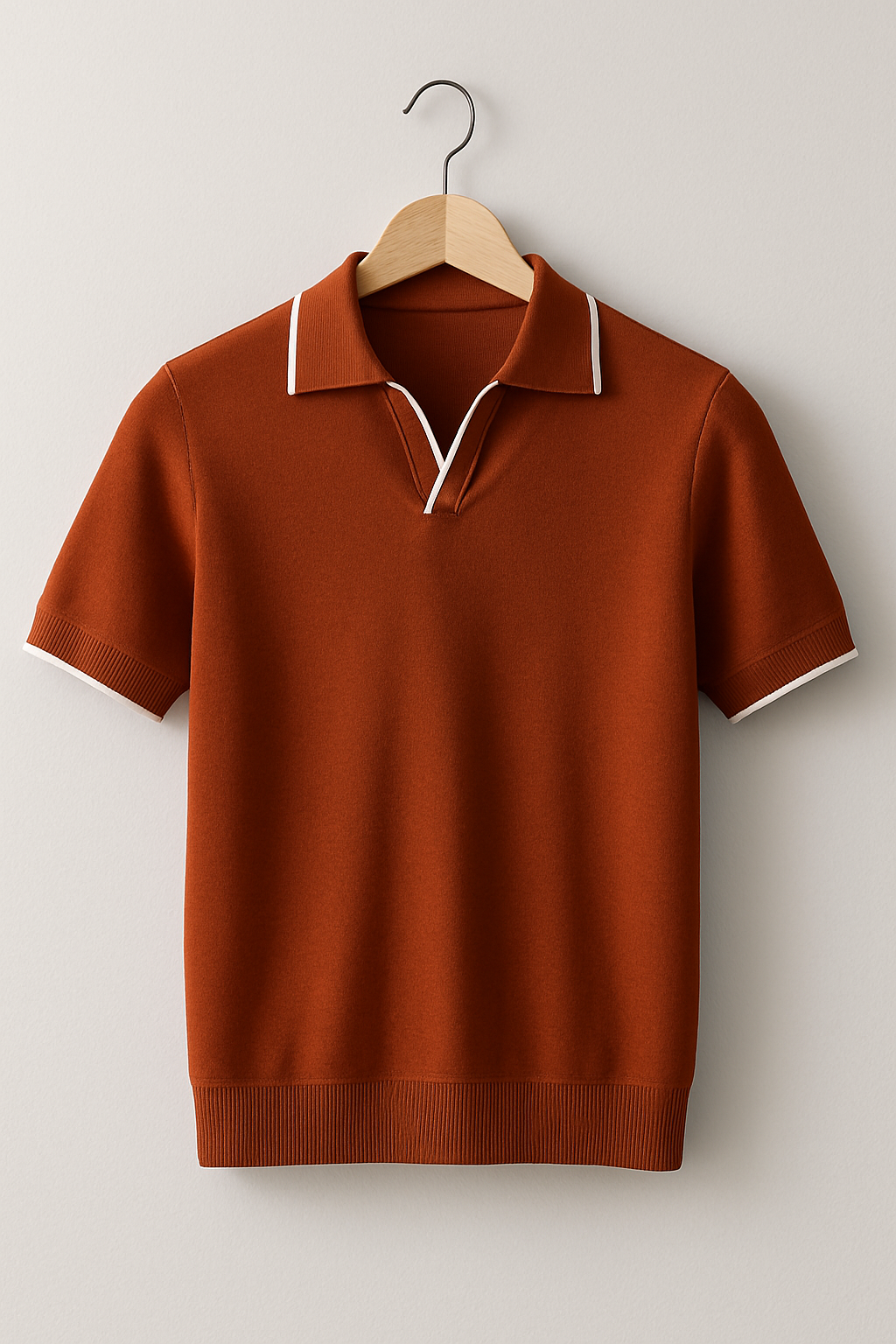 Men's Slim Fit Knit Polo Shirt with Contrast Trim - Casual Wear, Comfortable Fabric, Stylish Design