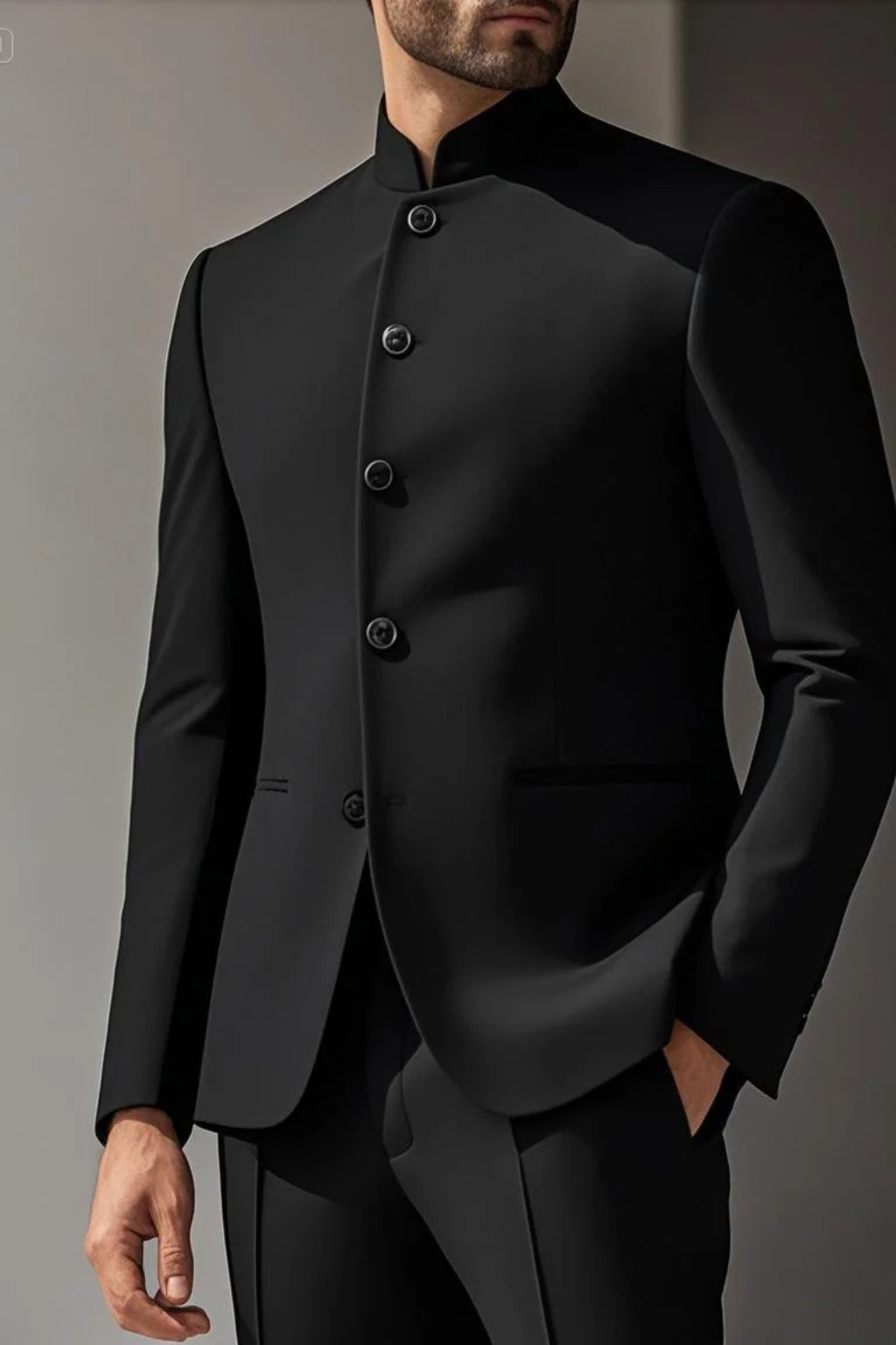 Men's Slim Fit Stand Collar Blazer | Wedding Guest Suit Jacket | Elegant Design | Formal Attire for Special Occasions