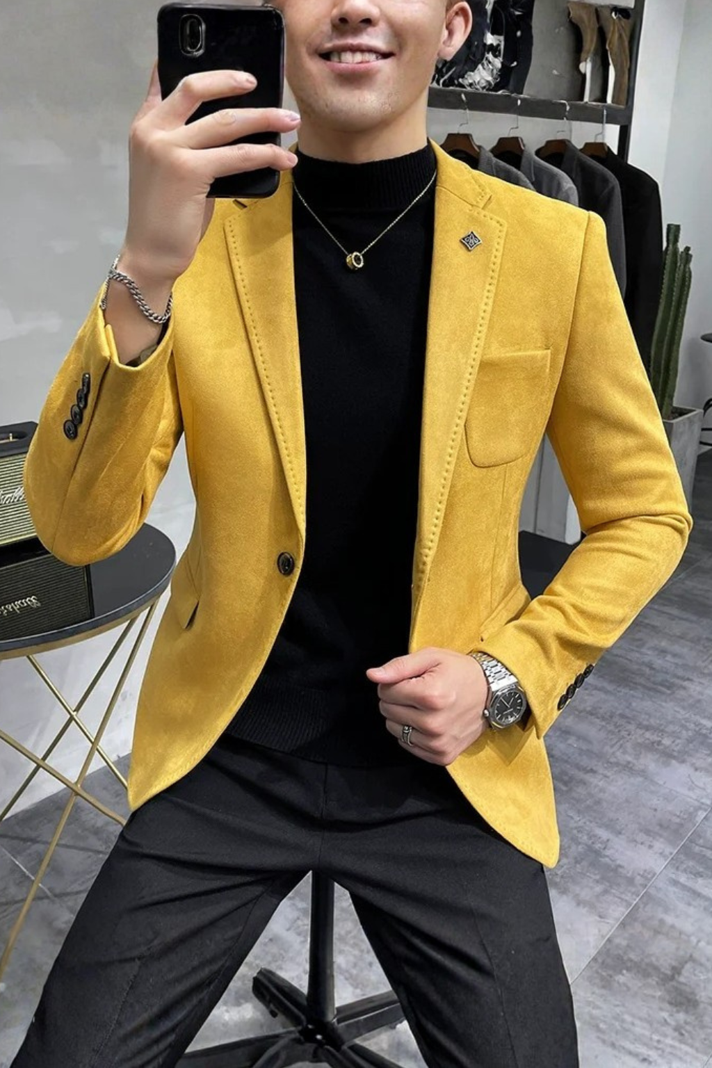 Men's Tailored Textured Single Button Blazer | Elegant Design for Formal and Business Wear | Versatile Lightweight Fabric