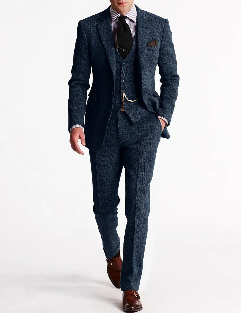Slim Fit Tweed Suit for Men | 3-Piece Formal Attire for Weddings & Events