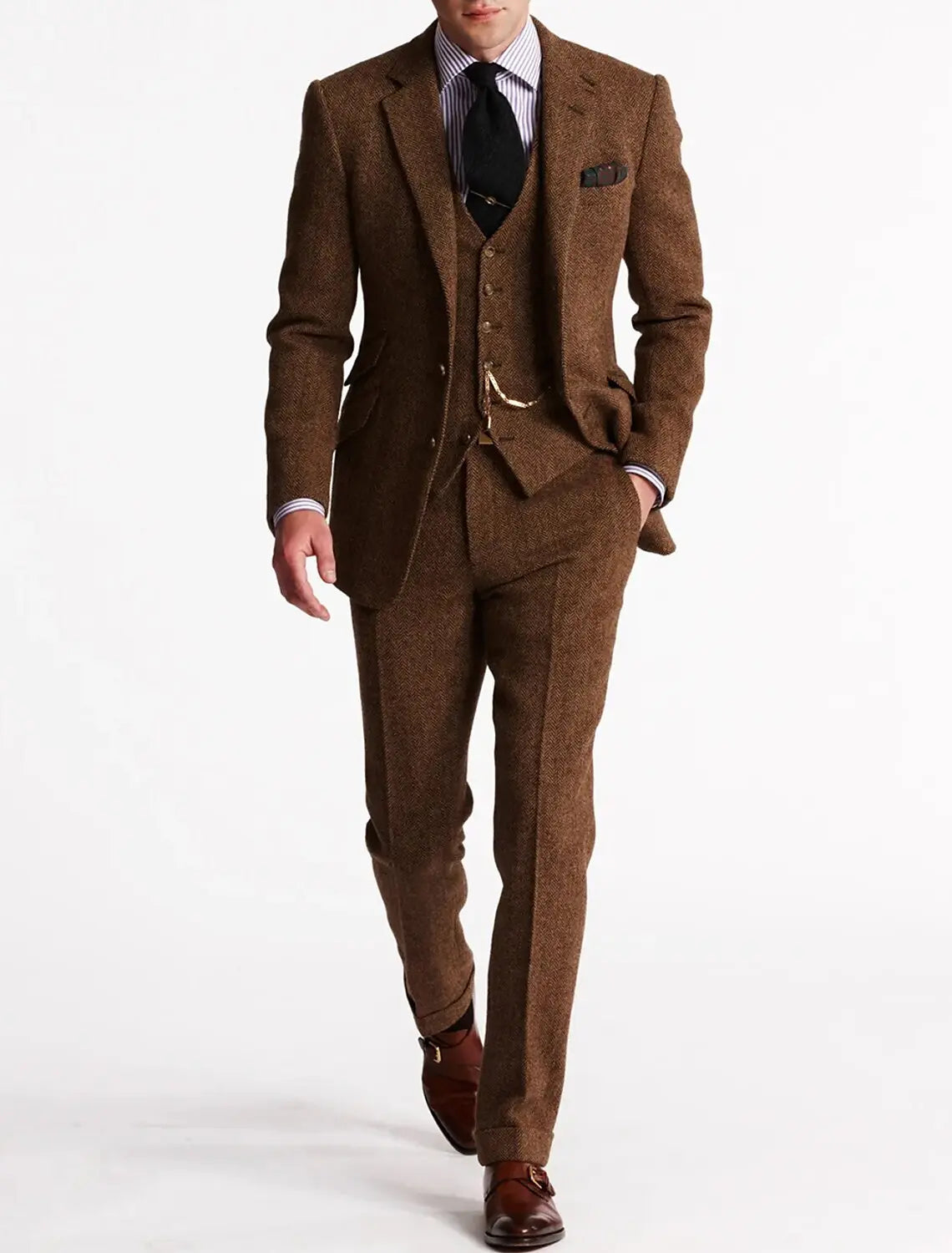 Slim Fit Tweed Suit for Men | 3-Piece Formal Attire for Weddings & Events