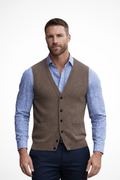 Men's V Neck Sleeveless Knit Waistcoat Vest with Pockets - Casual Knitwear for Everyday Wear
