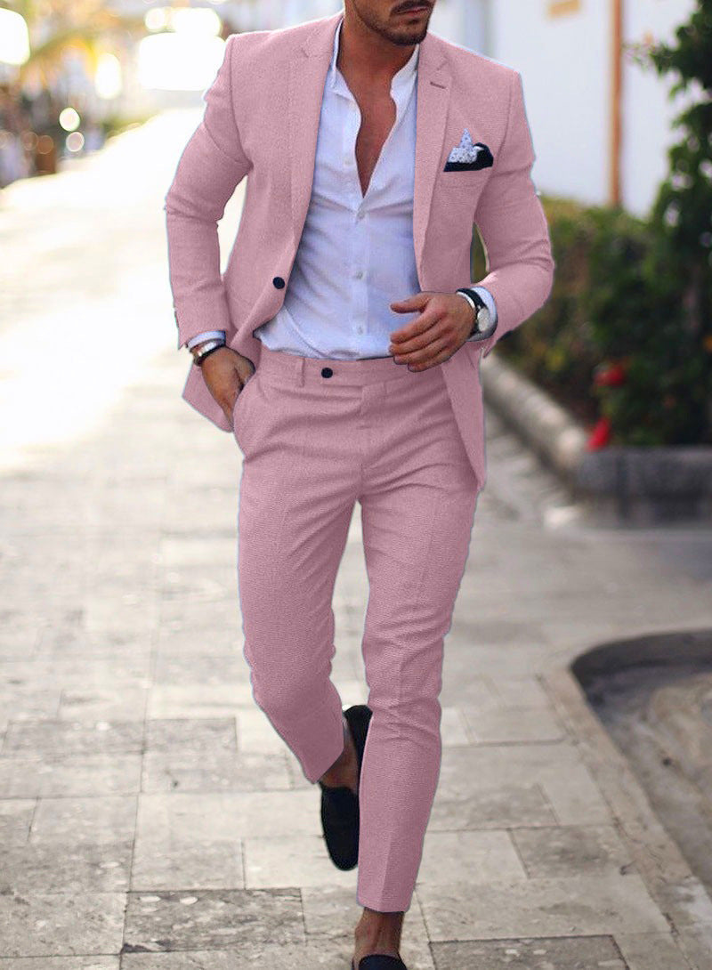 Linen Slim Fit Suit for Men – Two-Piece Summer Wedding Attire