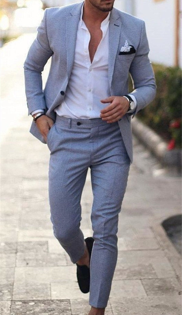Linen Slim Fit Suit for Men – Two-Piece Summer Wedding Attire