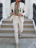 Linen Slim Fit Suit for Men – Two-Piece Summer Wedding Attire