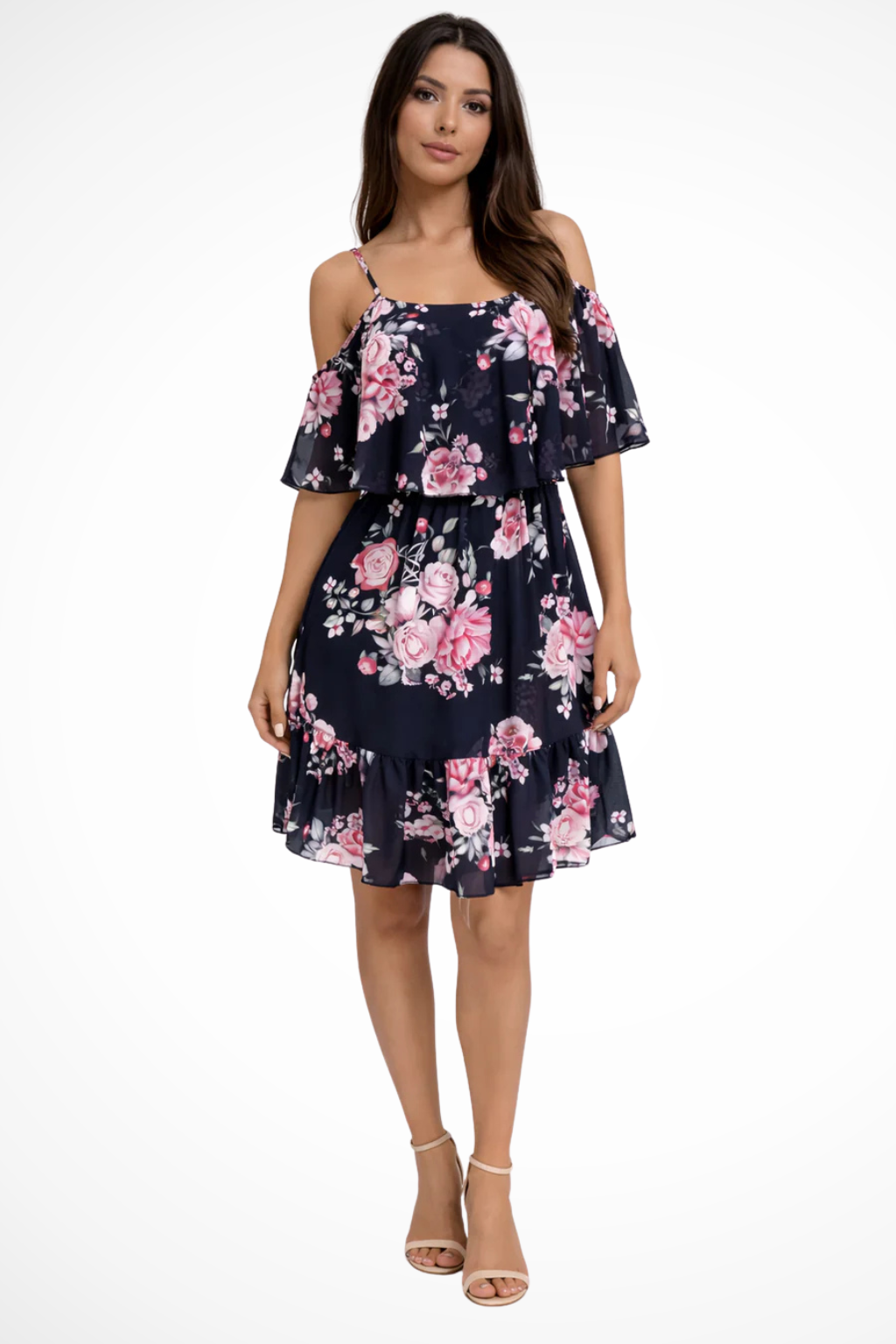 Off Shoulder Floral Chiffon Mini Dress for Women | Ruffle Boho Style | Perfect for Summer Events and Casual Outings