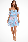 Off Shoulder Floral Chiffon Mini Dress for Women | Ruffle Boho Style | Perfect for Summer Events and Casual Outings