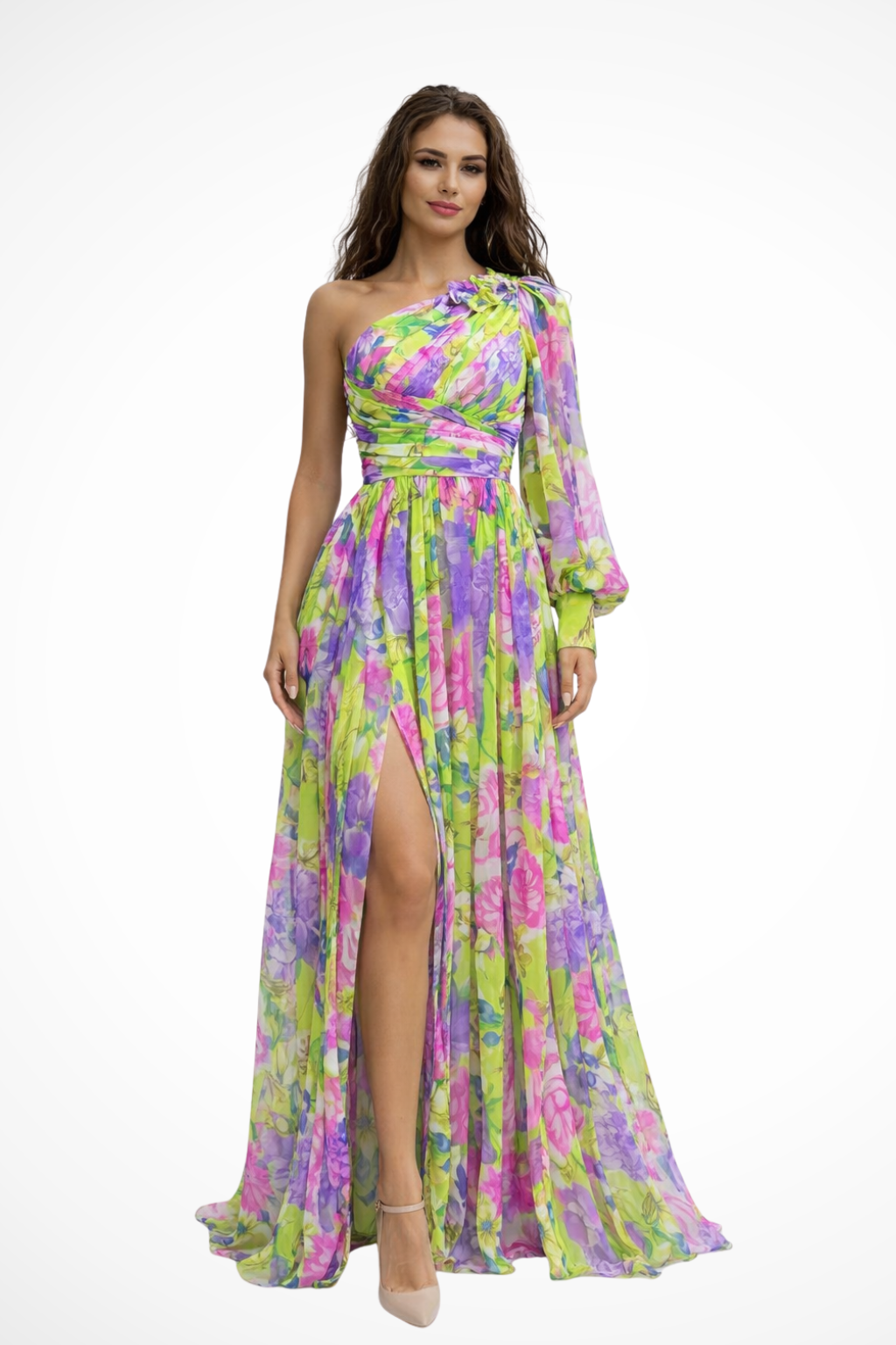 One Shoulder Flowy Maxi Dress | Lightweight Fabric | Elegant Design | Wedding Guest Dress | Available in Multiple Colors