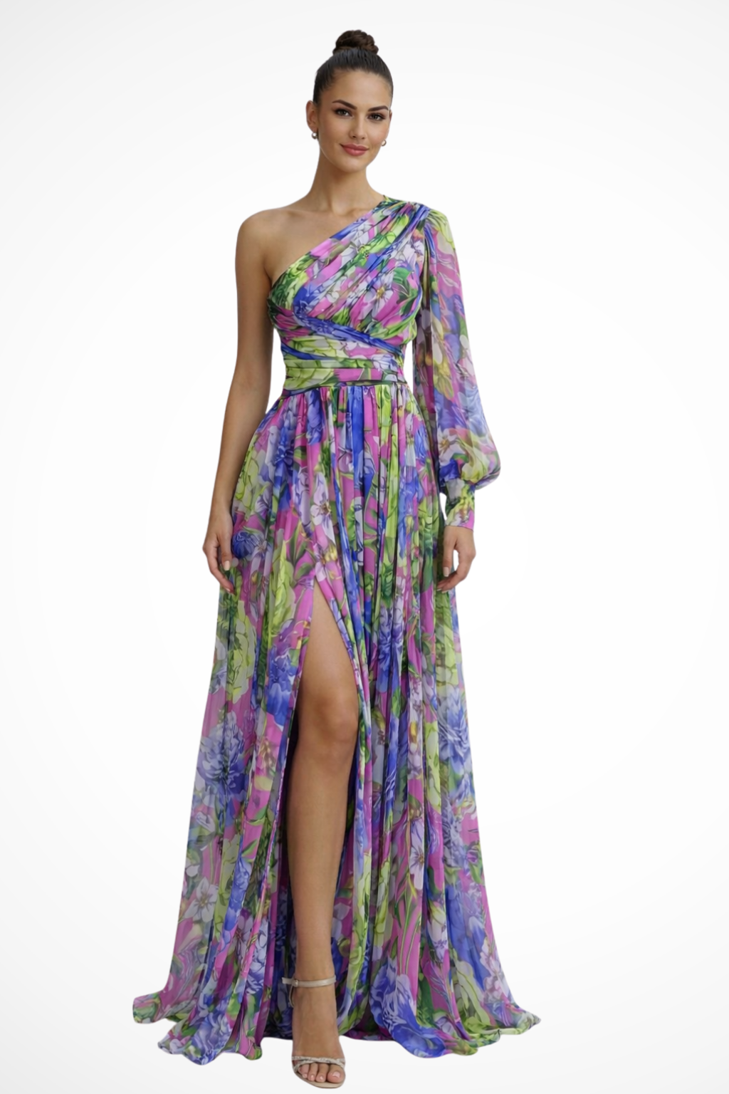 One Shoulder Flowy Maxi Dress | Lightweight Fabric | Elegant Design | Wedding Guest Dress | Available in Multiple Colors