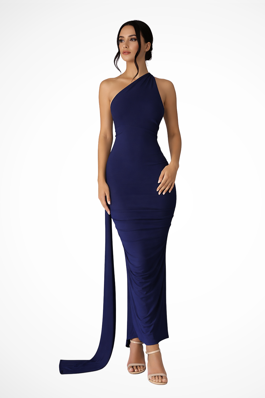 One Shoulder Ruched Maxi Dress | Women's Summer Wedding Dress | Elegant Evening Gown in Lightweight Fabric