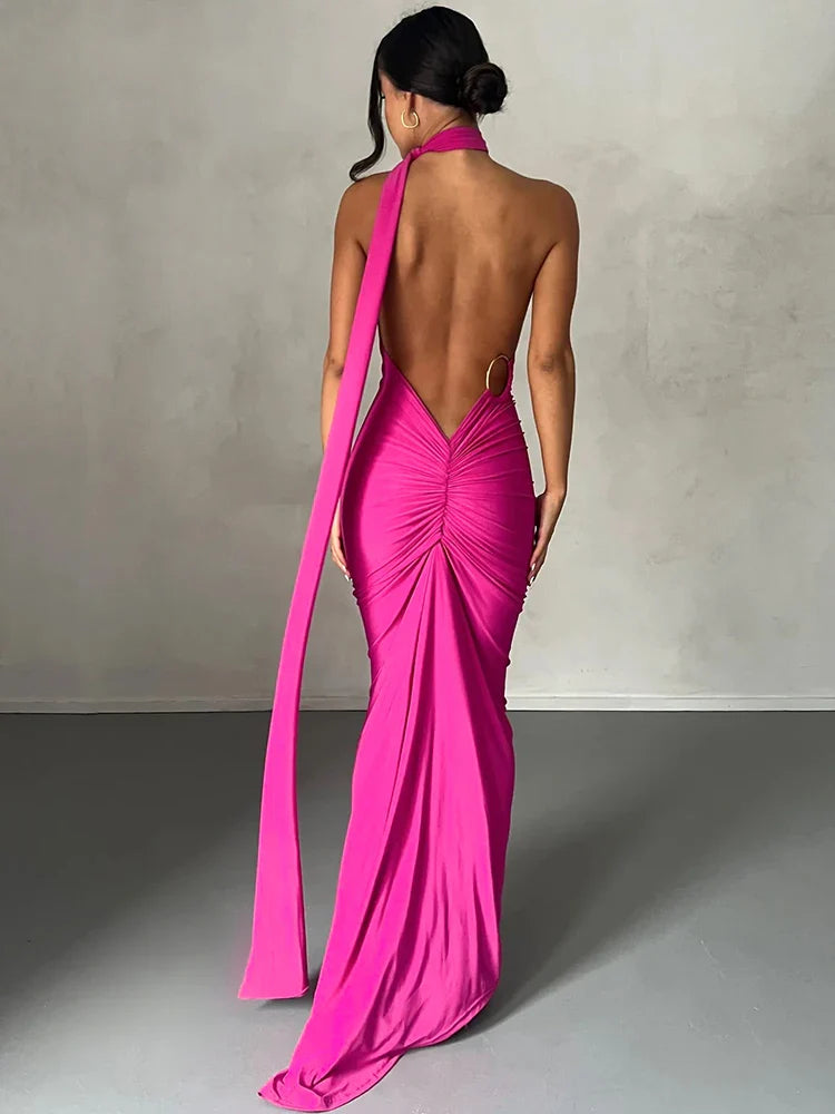 One Shoulder Ruched Maxi Dress | Women's Summer Wedding Dress | Elegant Evening Gown in Lightweight Fabric