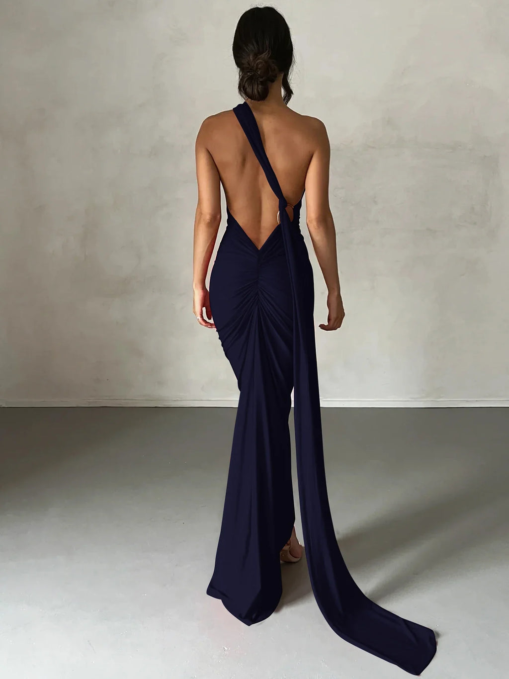 One Shoulder Ruched Maxi Dress | Women's Summer Wedding Dress | Elegant Evening Gown in Lightweight Fabric