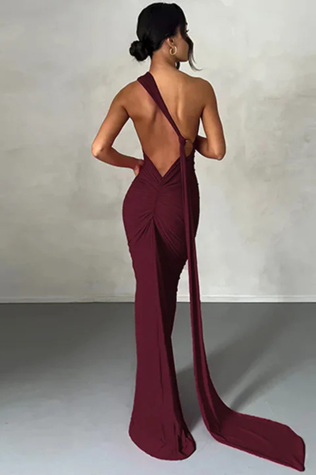 One Shoulder Ruched Maxi Dress | Women's Summer Wedding Dress | Elegant Evening Gown in Lightweight Fabric