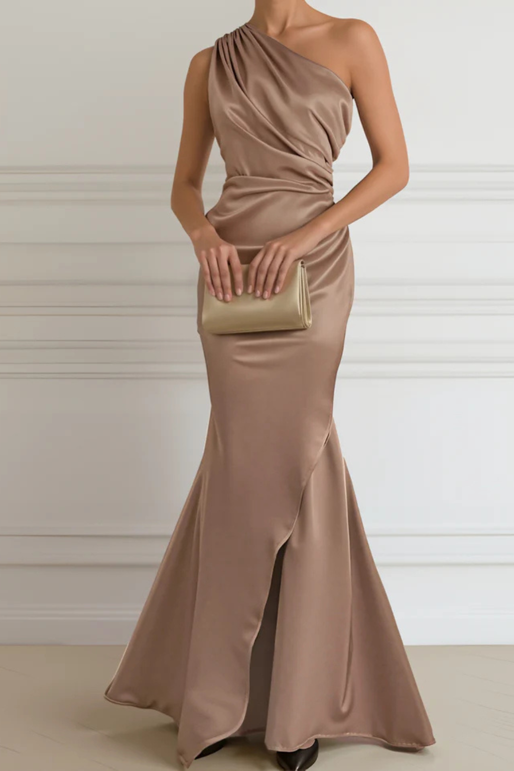 One Shoulder Sleeveless Maxi Dress | Elegant Wedding Guest Attire | Lightweight Fabric | Perfect for Formal Events