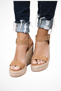 Open Toe Wedge Sandals for Women with Ankle Strap - Spring Style, Comfortable Design, Versatile Footwear for Casual Outings