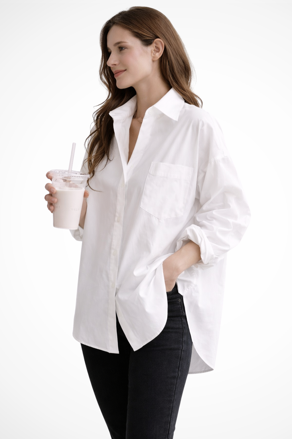 Oversized Long Sleeve Button Down Blouse for Women - Casual Cotton Shirt for Everyday Wear